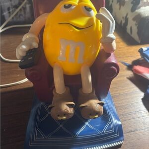 Vintage m&ms dispenser, peanut m&m on recliner